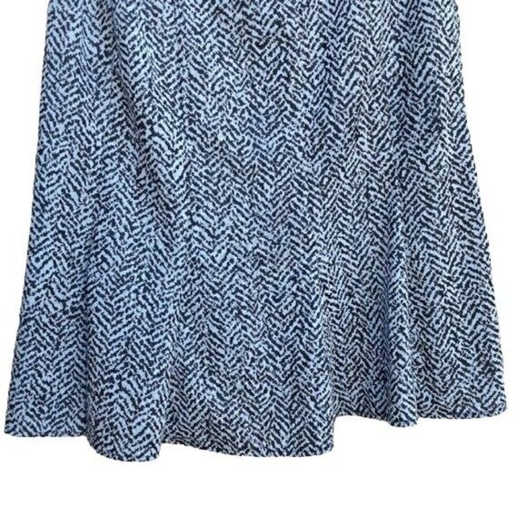 Vtg 90's Carole Little Skirt Academia Knit Godet Herringbone Panel Midi Black 12 - Picture 8 of 8